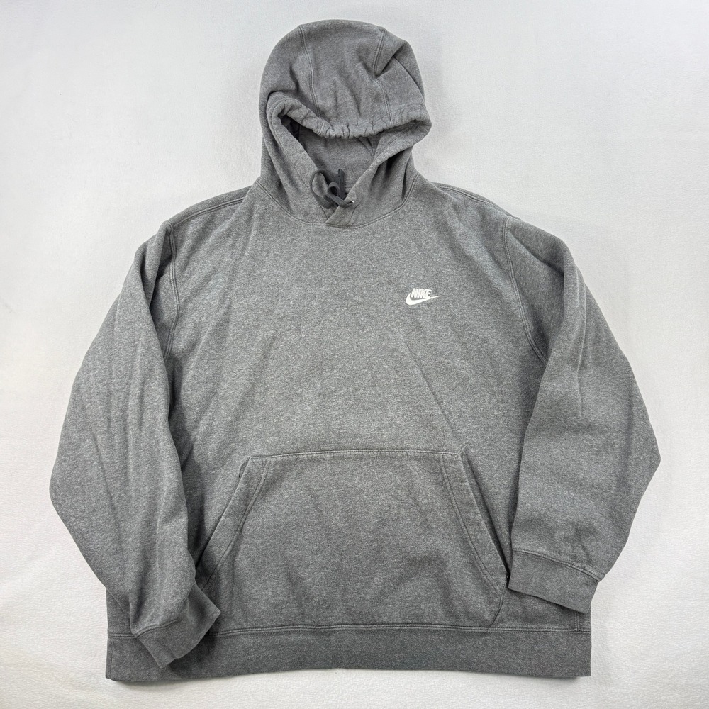 Nike Hoodie Sweatshirt Mens XL‎ Grey Fleece Pullover Pocket
